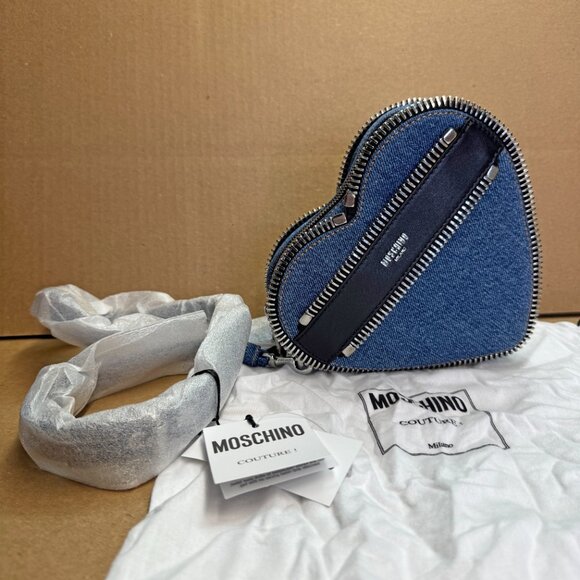 Moschino Rider Denim Heart Crossbody Bag - Picture 5 of 10